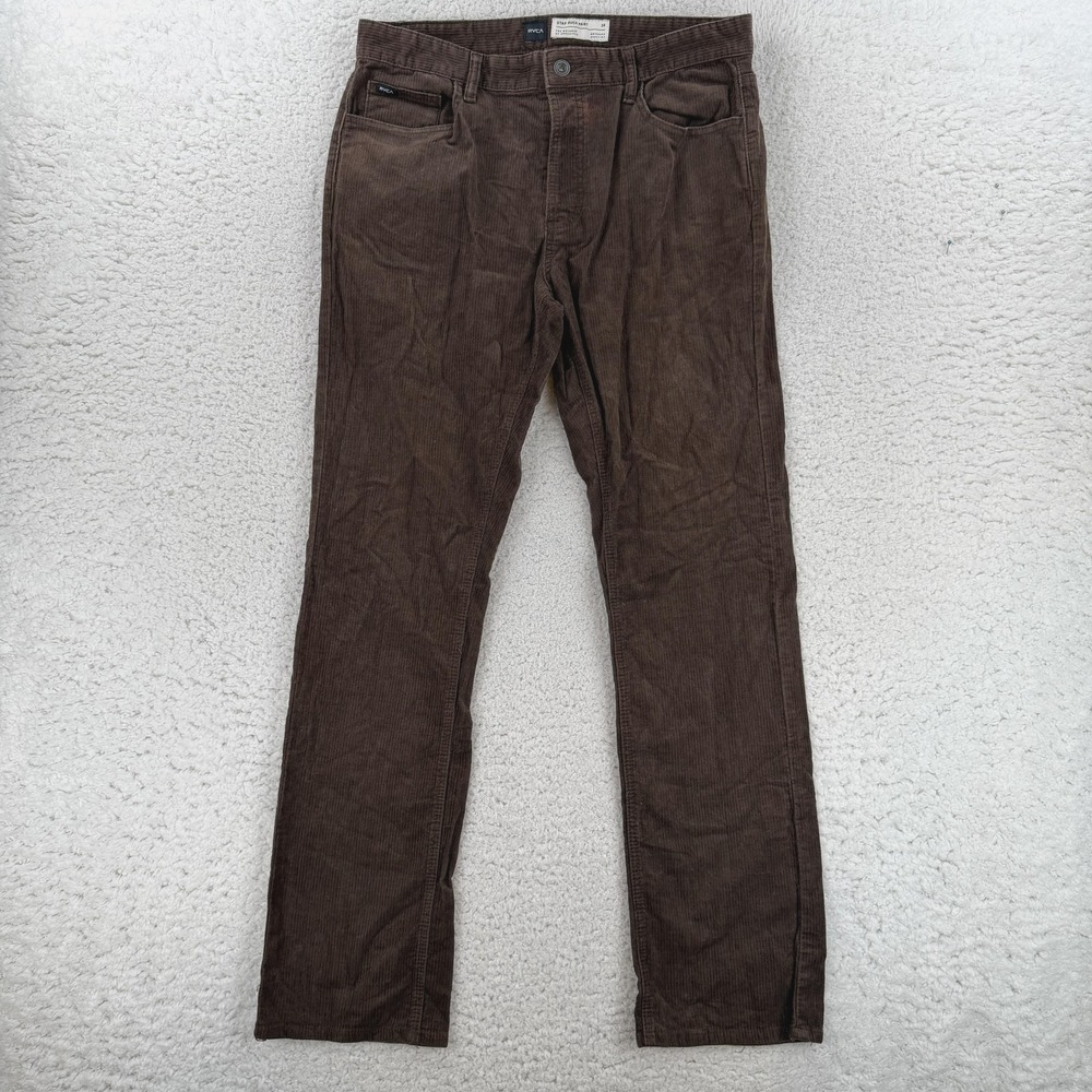 RVCA Stay Chino Pants Corduroy Mens 34x34 Brown Regular Fit Casual M4301STC